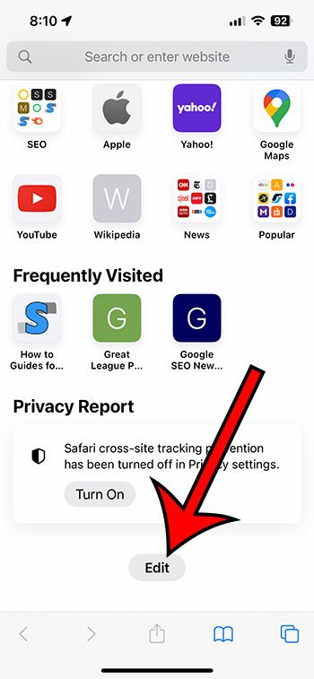 Comment changer l'arrière-plan de Safari sur iPhone 13 10 appuyez sur modifier